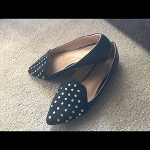 Lane Bryant size 9 wide black suede like flats.